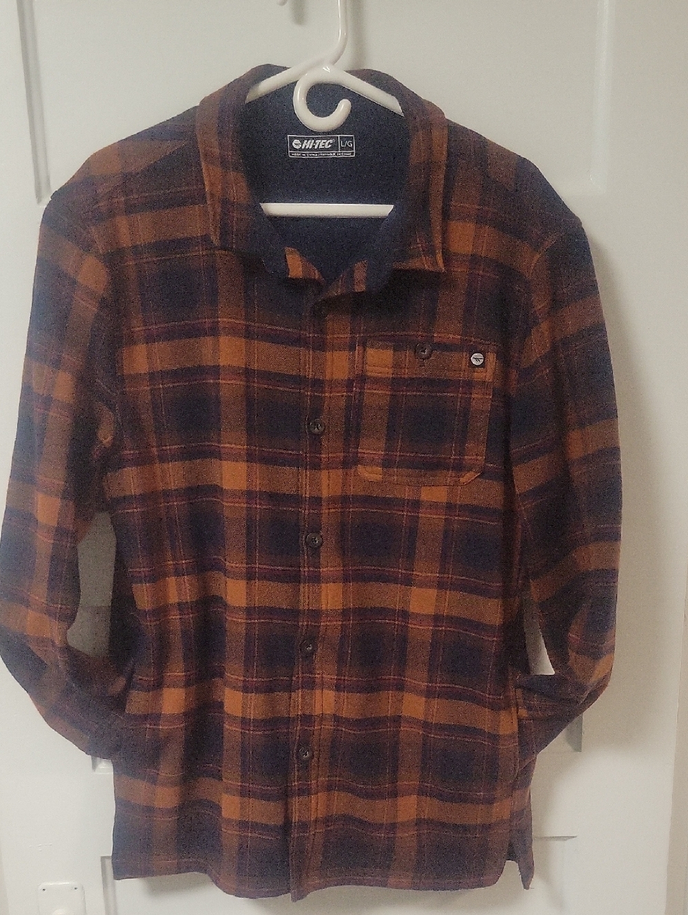 Hi-Tec Plaid Button-Up Shirt/Jacket  Rust and Navy
